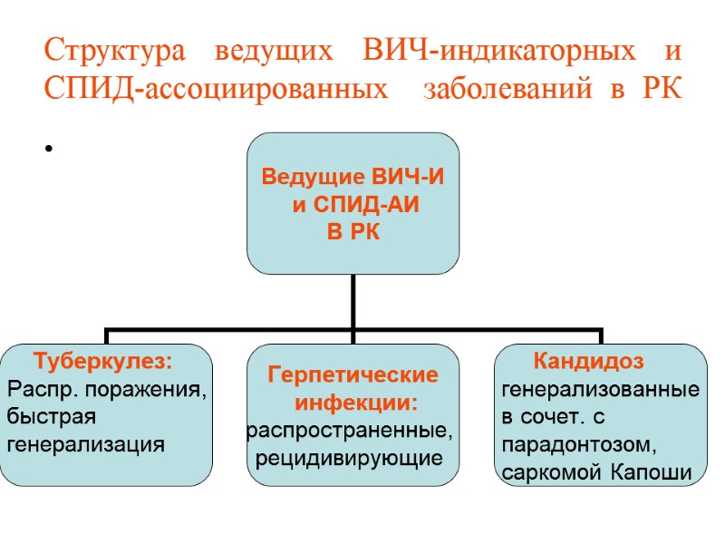 Структура ведущих ВИЧ-индикаторных и СПИД-ассоциированных  заболеваний в РК
